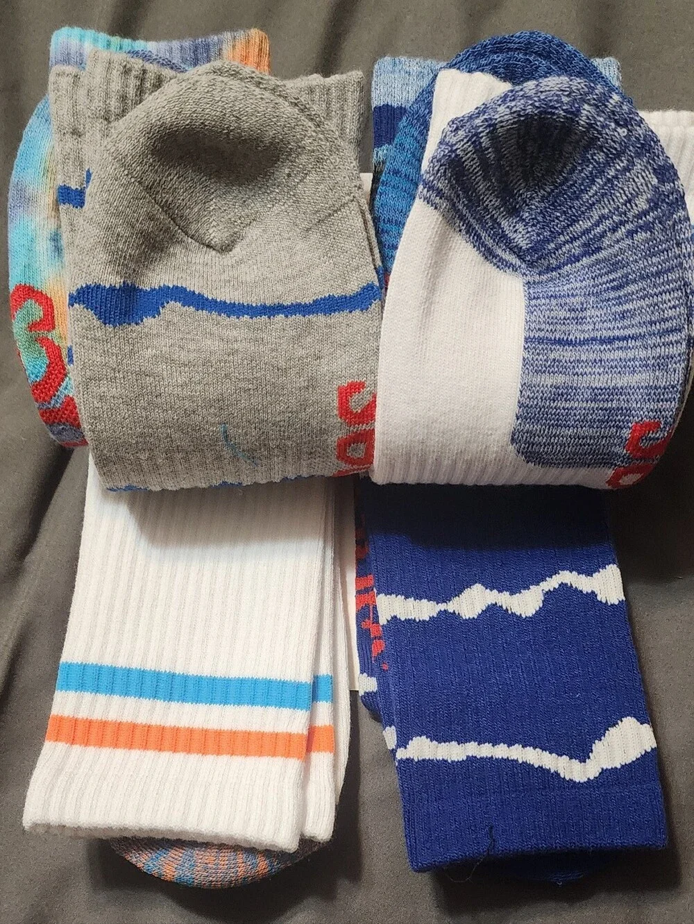 Hanes Men's Crew Socks - Blue, Orange & Gray Assorted (6 Pack)